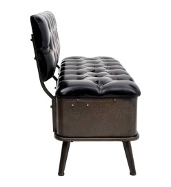 Banc de rangement avec dossier 110 cm Noir Similicuir