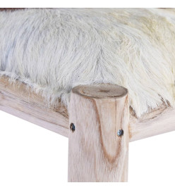 Tabouret de bar Cuir de chèvre véritable et bois de teck massif