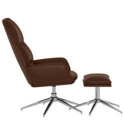 Chaise de relaxation avec tabouret Marron brillant Similicuir