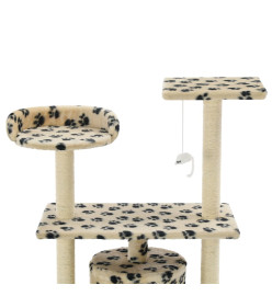 Arbre à chat avec griffoir en sisal 95 cm Beige Motif de pattes