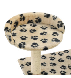 Arbre à chat avec griffoir en sisal 95 cm Beige Motif de pattes