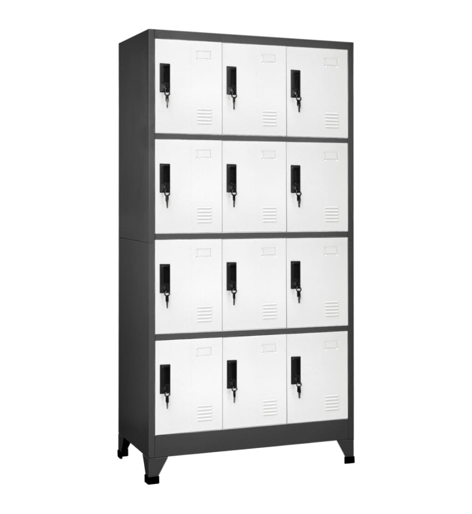 Armoire à casiers Anthracite et blanc 90x45x180 cm Acier