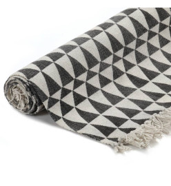 Tapis Kilim Coton 120 x 180 cm avec motif noir/blanc