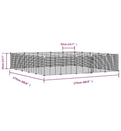 Cage animaux de compagnie à 20 panneaux et porte Noir 35x35 cm