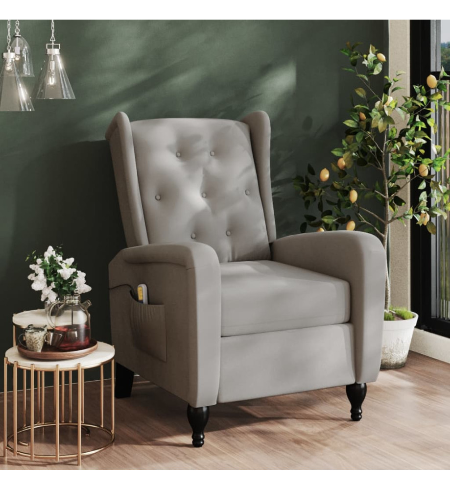 Fauteuil de massage inclinable gris clair velours