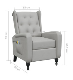 Fauteuil de massage inclinable gris clair velours