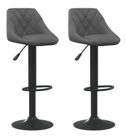 Tabourets de bar lot de 2 gris foncé velours