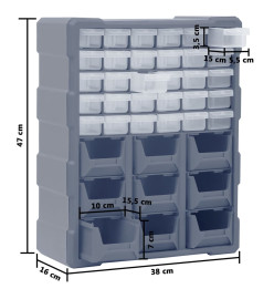 Organisateur multi-tiroirs avec 39 tiroirs 38x16x47 cm