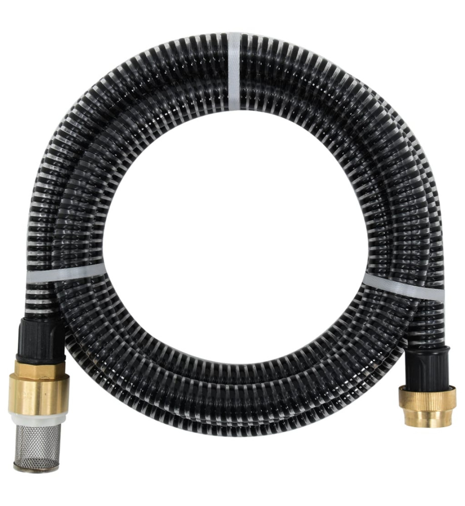 Tuyau d'aspiration avec raccords en laiton noir 1,1" 25 m PVC