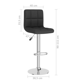 Tabourets de bar lot de 2 noir tissu