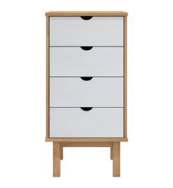 Commode OTTA Marron et blanc 46x39,5x90 cm Bois de pin massif