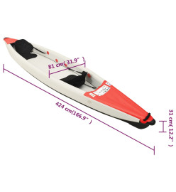 Kayak gonflable rouge 424x81x31 cm polyester