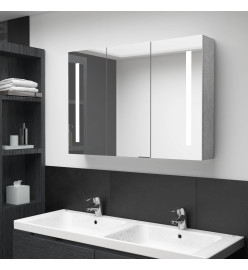 Armoire de salle de bain à miroir LED Gris béton 89x14x62 cm