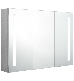 Armoire de salle de bain à miroir LED Gris béton 89x14x62 cm