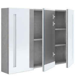 Armoire de salle de bain à miroir LED Gris béton 89x14x62 cm