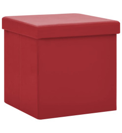 Tabourets de rangement pliables lot de 2 rouge bordeaux PVC