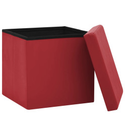 Tabourets de rangement pliables lot de 2 rouge bordeaux PVC