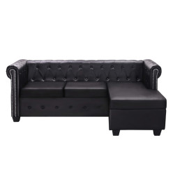 Canapé Chesterfield en forme de L cuir synthétique noir