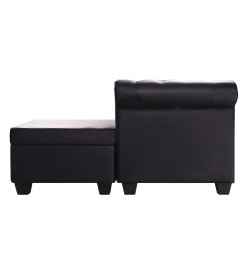 Canapé Chesterfield en forme de L cuir synthétique noir