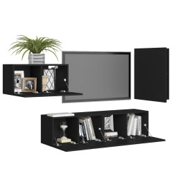 Ensemble de meuble TV 4 pcs Noir Aggloméré