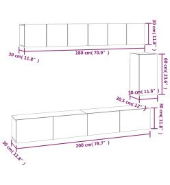 Ensemble de meubles TV 6 pcs Noir Bois d'ingénierie