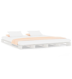 Lit de palette blanc 140x190 cm bois de pin massif