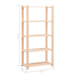 Étagère de stockage 5 niveaux 80x38x170 cm Pin solide 250 kg