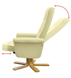 Fauteuil avec repose-pied Blanc crème Similicuir