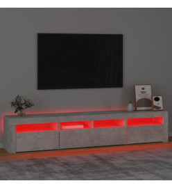 Meuble TV avec lumières LED Gris béton 210x35x40 cm