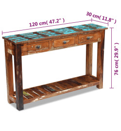 Table console 120 x 30 x 76 cm Bois de récupération massif