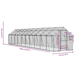 Volière anthracite 1,79x10x1,85 m aluminium