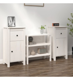 Buffets 2 pcs Blanc 40x35x80 cm Bois massif de pin