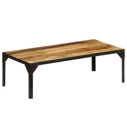 Table basse Bois massif de manguier brut et acier 110 cm