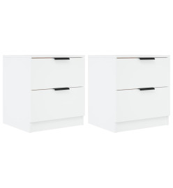 Tables de chevet 2 pcs Blanc Bois d'ingénierie