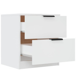 Tables de chevet 2 pcs Blanc Bois d'ingénierie