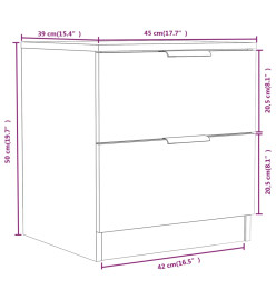 Tables de chevet 2 pcs Blanc Bois d'ingénierie