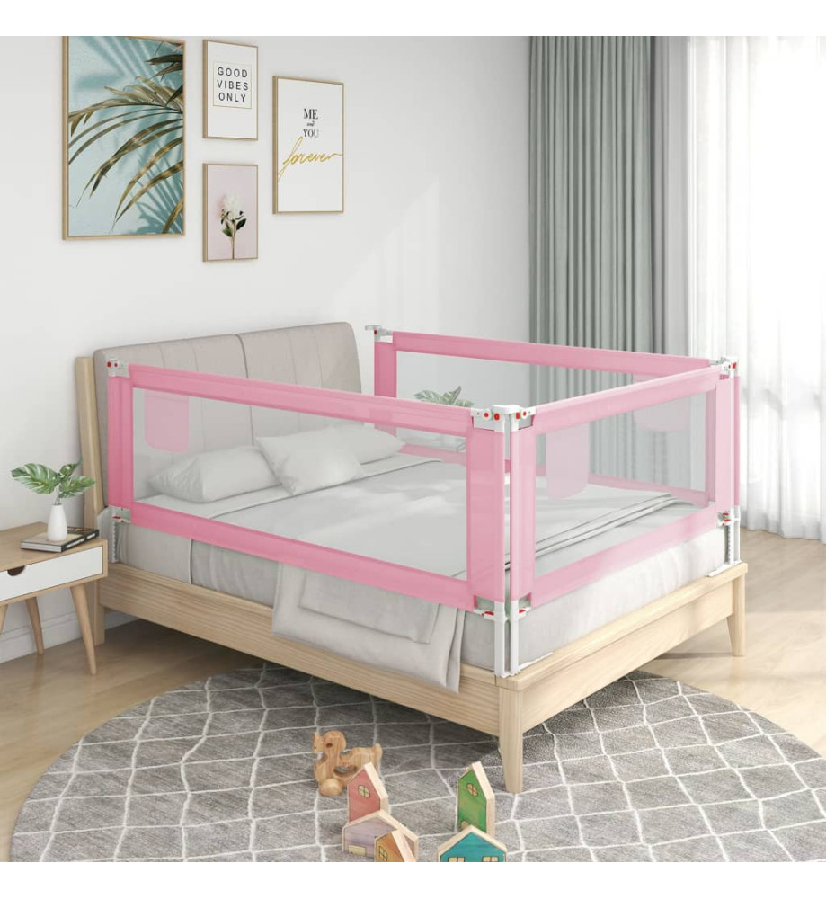 Barrière de sécurité de lit d'enfant Rose 150x25 cm Tissu