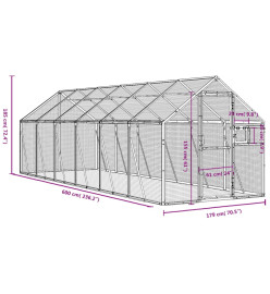 Volière anthracite 1,79x6x1,85 m aluminium