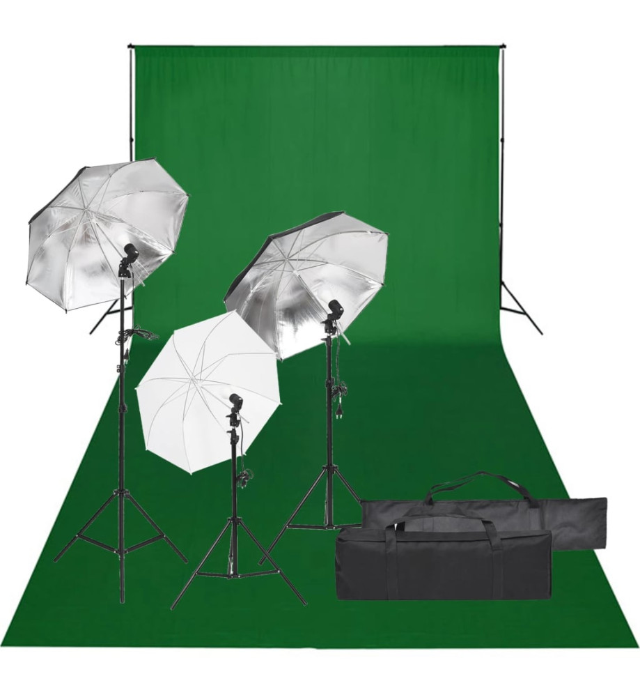 Kit de studio photo avec éclairage et toile de fond