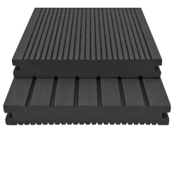 Panneaux de terrasse solides et accessoires WPC 20 m² 4 m Noir