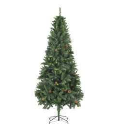 Sapin de Noël artificiel avec pommes de pin Vert 210 cm