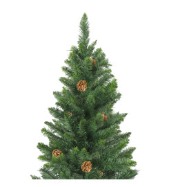 Sapin de Noël artificiel avec pommes de pin Vert 210 cm