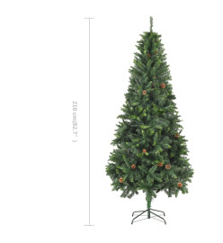 Sapin de Noël artificiel avec pommes de pin Vert 210 cm