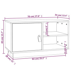 Meuble TV Gris 70x34x40 cm Bois de pin massif