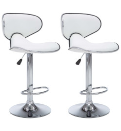 Tabourets de bar 2 pcs blanc similicuir