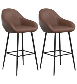 Tabourets de bar lot de 2 marron foncé similicuir