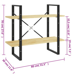 Bibliothèque à 2 niveaux 80x30x70 cm Bois de pin massif