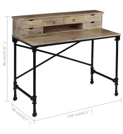 Bureau Bois de manguier massif et acier 110 x 50 x 96 cm