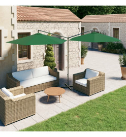 Parasol double avec mât en acier Vert 600 cm