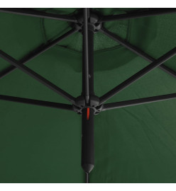 Parasol double avec mât en acier Vert 600 cm